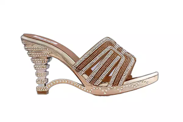 LA PARIS Women’s Gold Embellished Flat Sandals