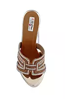 LA PARIS Women’s Gold Embellished Flat Sandals