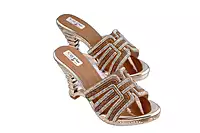 LA PARIS Women’s Gold Embellished Flat Sandals