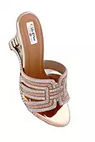 LA PARIS Women’s Gold Embellished Flat Sandals