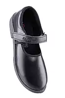 Lancer Girls' Black School Shoes with Hook-and-Loop Strap