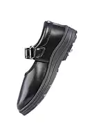 Lancer Girls' Black School Shoes with Hook-and-Loop Strap