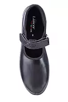 Lancer Girls' Black School Shoes with Hook-and-Loop Strap
