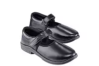 Lancer Girls' Black School Shoes with Hook-and-Loop Strap