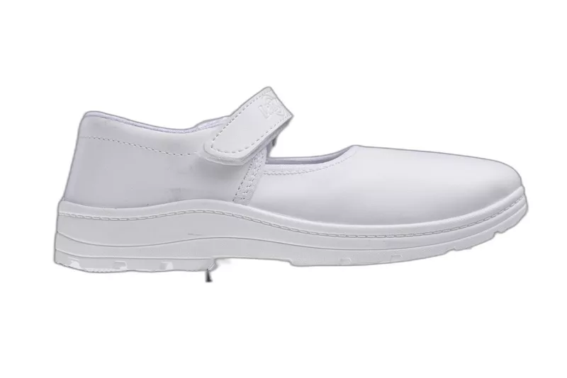 Lancer Kids' White School Uniform Shoes with Hook-and-Loop Strap