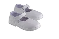 Lancer Kids' White School Uniform Shoes with Hook-and-Loop Strap