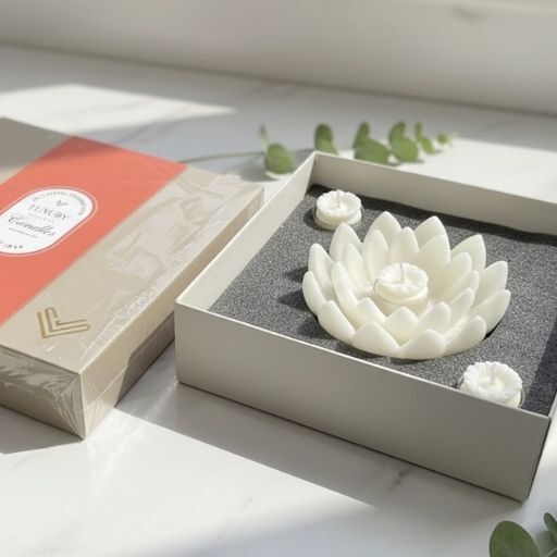 LARGE WHITE LOTUS CANDLE