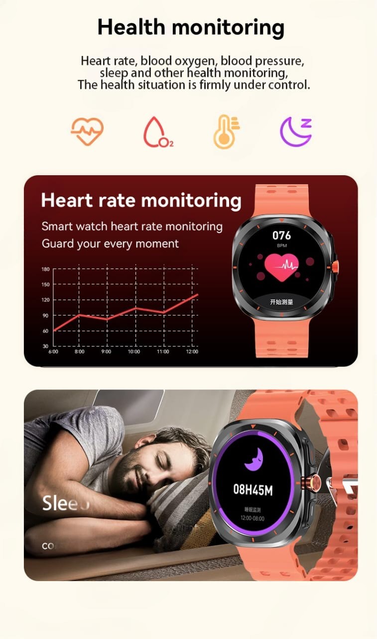 LAXASFIT GT7 Ultra Smart Watch – 1.52” AMOLED HD Display | Bluetooth Calling | Heart Rate & Health Monitor | Wireless Charging | IP68 Waterproof