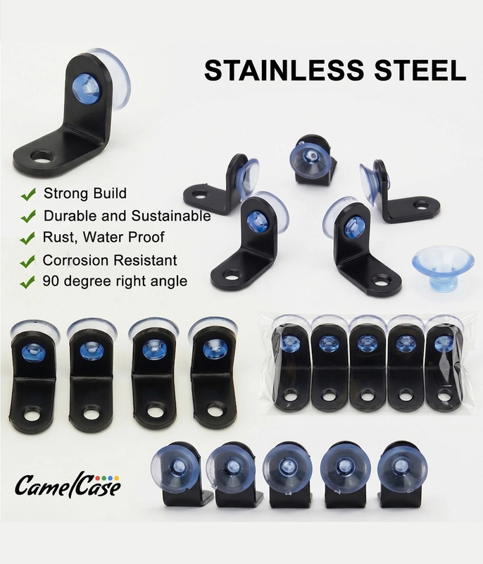 CamelCase Stainless Steel L Shape 90° Right Angle Support Bracket, 2 MM Thickness | Black & Silver