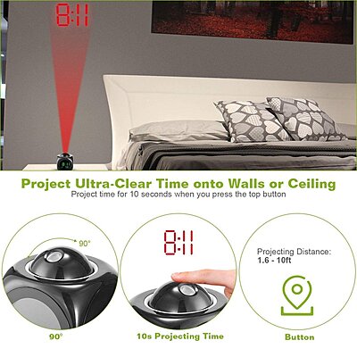 Plastic Digital LCD Screen Snooze Projector Alarm Clock Pack of 1 Plastic Digital LCD Screen Snooze Projector Alarm Clock Pack of 1