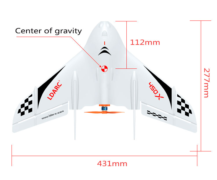 LDARC TINY WING 450X V2 RTF EPP RC Airplane LDRC-FRMS-85 - Mini RC flying wing