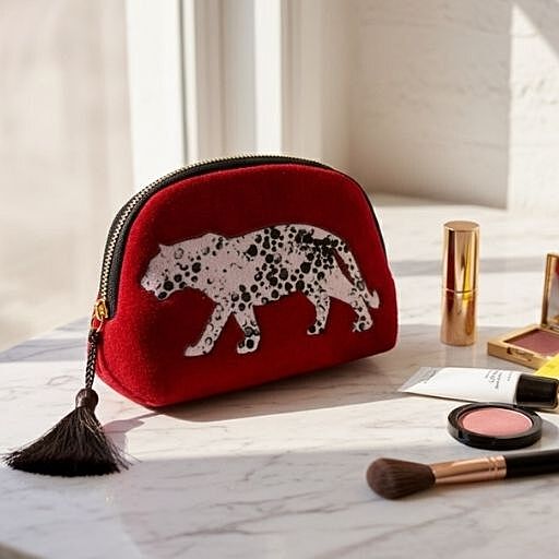 LEOPARD POUCH DEEP RED