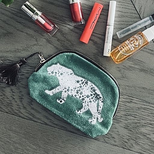 LEOPARD POUCH EMREALD GREEN