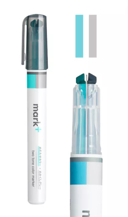 Kokuyo Highlighter Pen 2 Tone Mark Plus Gray Green