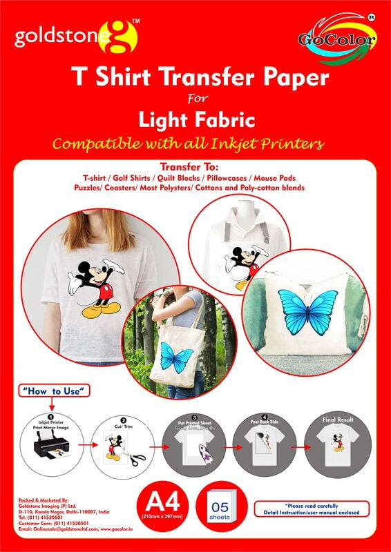 T Shirt Transfer Inkjet Photo Paper for Light Fabrics A4/5 Sheets T Shirt Transfer Inkjet Photo Paper for Light Fabrics A4/5 Sheets