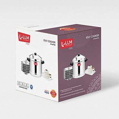 LLM Deluxe Stainless Steel Idly Cooker| Idly Maker | Silver