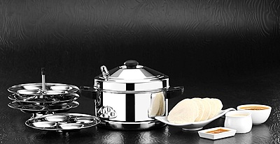 LLM Deluxe Stainless Steel Idly Cooker| Idly Maker | Silver