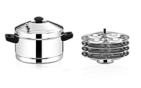 LLM Deluxe Stainless Steel Idly Cooker| Idly Maker | Silver