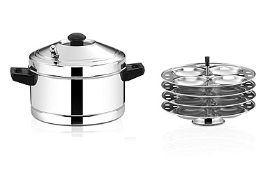 LLM Deluxe Stainless Steel Idly Cooker| Idly Maker | Silver
