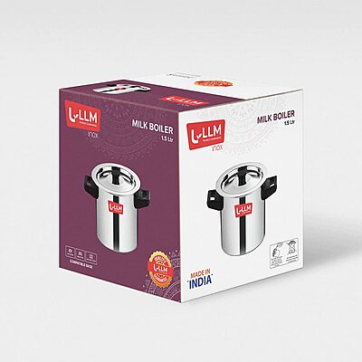 LLM Stainless Steel Double Wall Milk Pot with Whistle| Milk Boiler Cool-Touch Handles, Silver