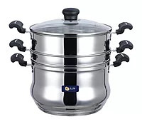 LLM Stainless Steel 5 in 1 Multi Propose Steamer with Idly pltaes, steamer Bowl & Stainer Bowl