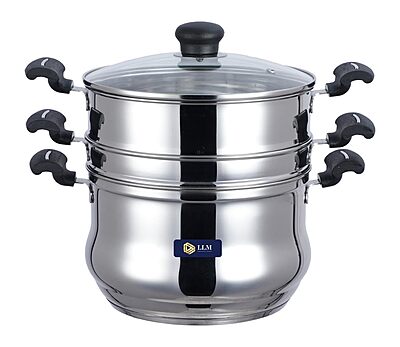 LLM Stainless Steel 5 in 1 Multi Propose Steamer with Idly pltaes, steamer Bowl & Stainer Bowl