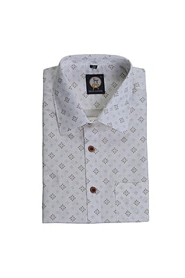 White Printed Semi Formal Shirts