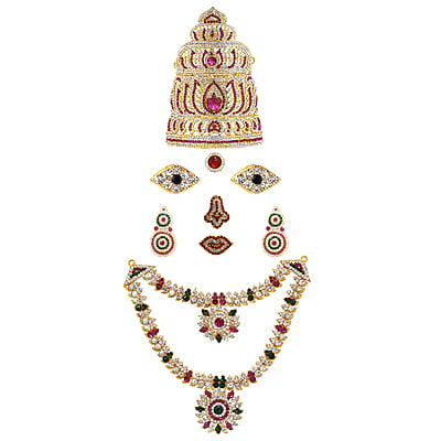God Ornament Amman Face/Mugam with Lotus Crown/Kireedom and Attigai