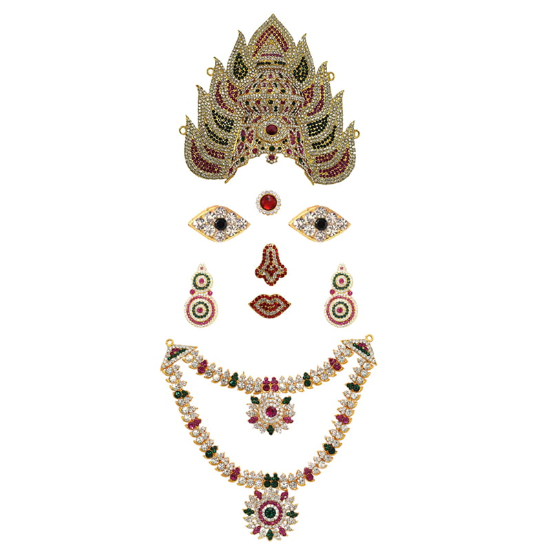 God Ornament Amman Face/Mugam with Kali Crown/Kireedom and Attigai/Necklace