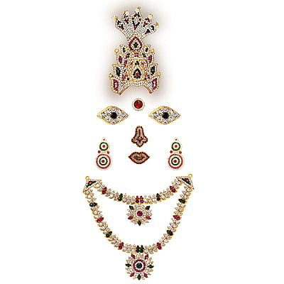 God Ornament Amman Face/Mugam with Naga Crown/Kireedom and Double Attigai/Necklace
