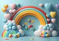 Fabric Baby Backdrop - Rainbow Delight - 5x7 Feet