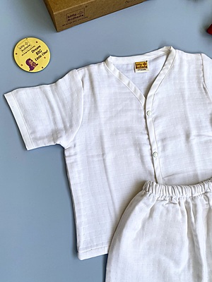 Muslin Cotton Short-Sleeve Set