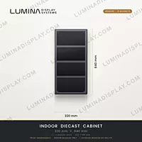 Aluminium diecast indoor LED cabinet 320 x 640 mm with 8 magnet mounts, bezel-free – Lumina
