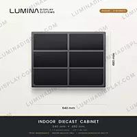 Aluminium diecast indoor LED cabinet 640 x 480 mm, 8 magnet mounts, front service – Lumina