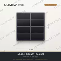 Aluminium diecast indoor LED cabinet 640 x 640 mm with 8 magnet module mounts – Lumina