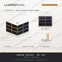 Aluminium diecast indoor 45 degree corner LED cabinet 640 x 480 mm, left or right – Lumina
