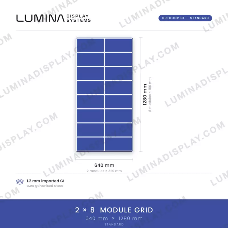 MS GI outdoor P4 LED cabinet 640 x 1280 mm, powder-coated matte, back service – Lumina