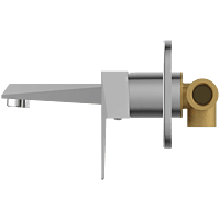 Lavish Concealed Body For Single Lever Basin Mixer Wall Mounted With Exposed Part Kit, Consisting Of Operative Lever, Basin Spout & Wall Flange