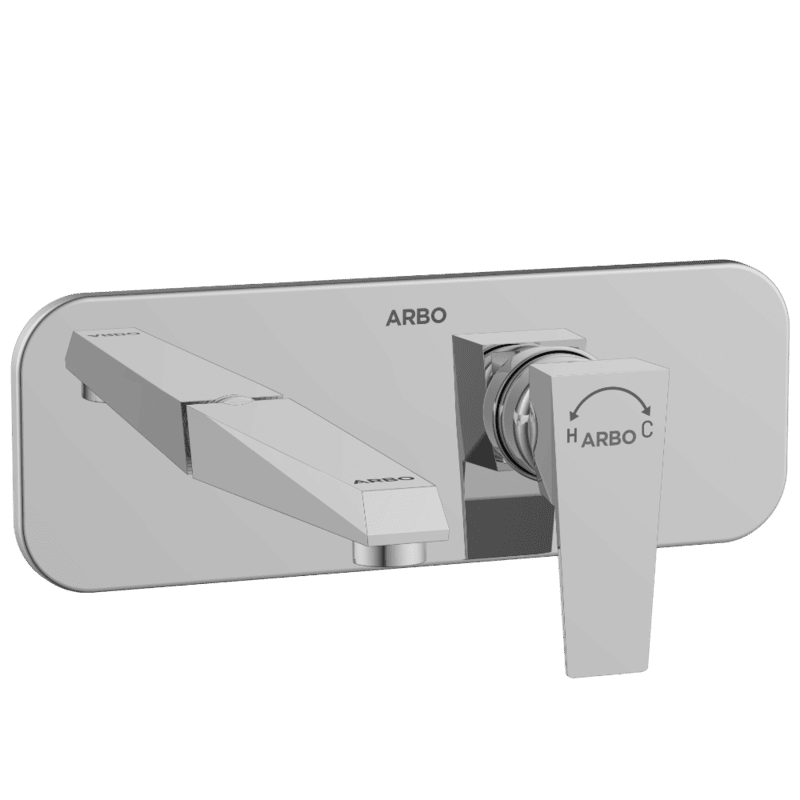 Lavish Exposed Part Kit For Single Lever Basin Mixer Wall Mounted With Consisting Of Operative Lever, Basin Spout & Wall Flange