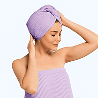 Luxury Purple Bamboo Cotton Bath Towel with Hair Wrap