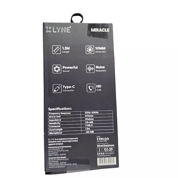 Lyne Photon 35 Wired Earphones – Clear Stereo Sound | In-Ear | Music & Calls | 3.5mm