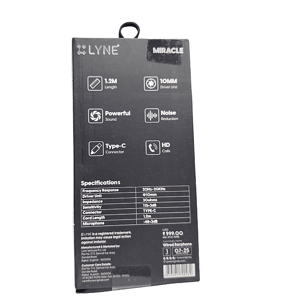 Lyne Photon 35 Wired Earphones – Clear Stereo Sound | In-Ear | Music & Calls | 3.5mm