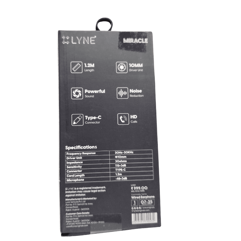 Lyne Photon 35 Wired Earphones – Clear Stereo Sound | In-Ear | Music & Calls | 3.5mm