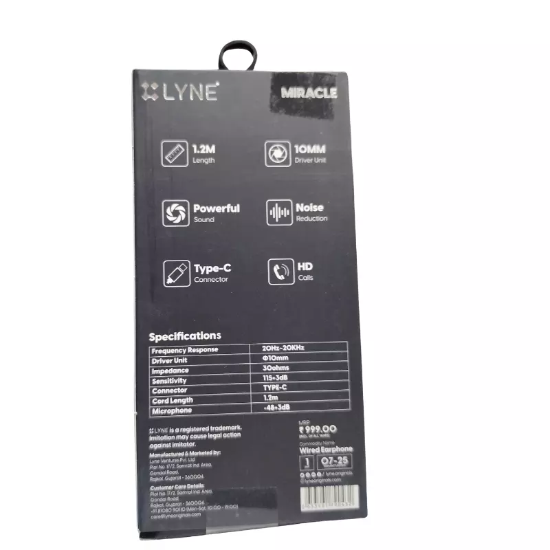 Lyne Photon 35 Wired Earphones – Clear Stereo Sound | In-Ear | Music & Calls | 3.5mm