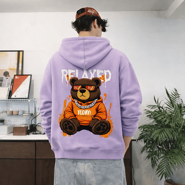 Unisex Lavender Relaxed Today Graphic Printed Hoodie