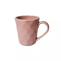 LIVA Set of 4 Pink Faceted Ceramic Mugs - Ready-to-Gift Box