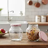 Yera Lucia Jar with Floral Lug Caps Set of 2