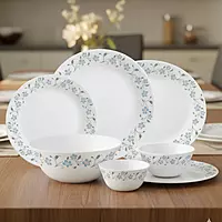 LAOPALA Pack of 27 Opalware Diva Ivory Collection Grace Blue 100% Hygienic & Dishwasher safe Dinner Set