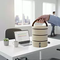 Insulated Stainless Steel 3-Tier Lunch Box
