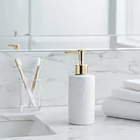 White Ceramic Soap Dispenser with Dotted Pattern